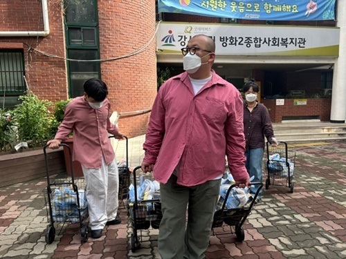 빛길봉사회 복지관 도시락 배달 봉사 모습