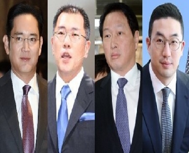 사진 왼쪽부터 이재용 삼성전자 회장, 정의선 현대차 회장, 최태원 SK 회장, 구광모 LG 회장. 