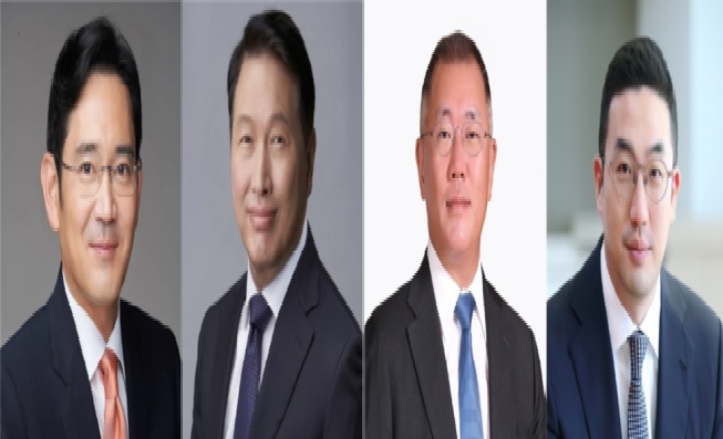 사진 왼쪽부터 이재용 삼성전자 회장, 최태원 SK그룹회장, 정의선 현대차그룹 회장, 구광모 LG그룹 회장. 