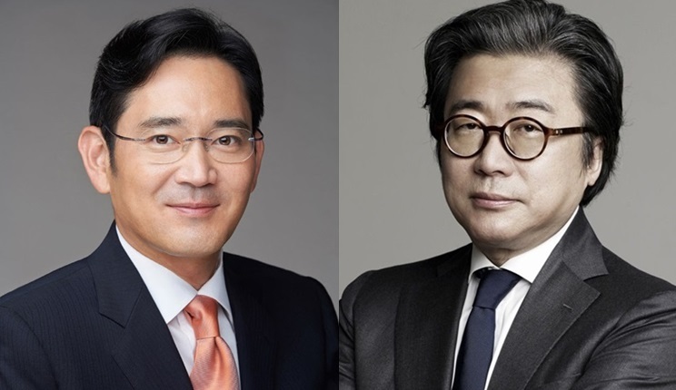 이재용 삼성전자 회장(사진 왼쪽)과 조정호 메리츠금융지주 회장.