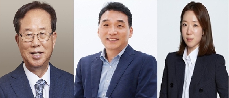 사진 왼쪽부터 이수광 DB그룹 신임 회장, 제때 임성호 신임 대표, 정정이 현대하임자산운용 신임 대표.
