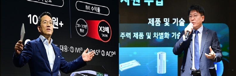 조주완 LG전자 대표(사진 왼쪽) 와 김동명 LG에너지솔루션 대표. 