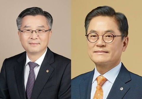 권혁웅 한화생명 부회장(사진 왼쪽)과 이경근 한화생명 사장.