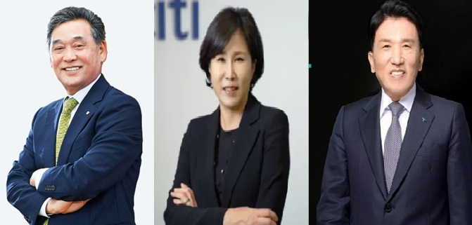 사진 왼쪽부터 김기홍 JB금융지주 회장, 유명순 한국씨티은행장, 함영주 하나금융지주 회장. 
