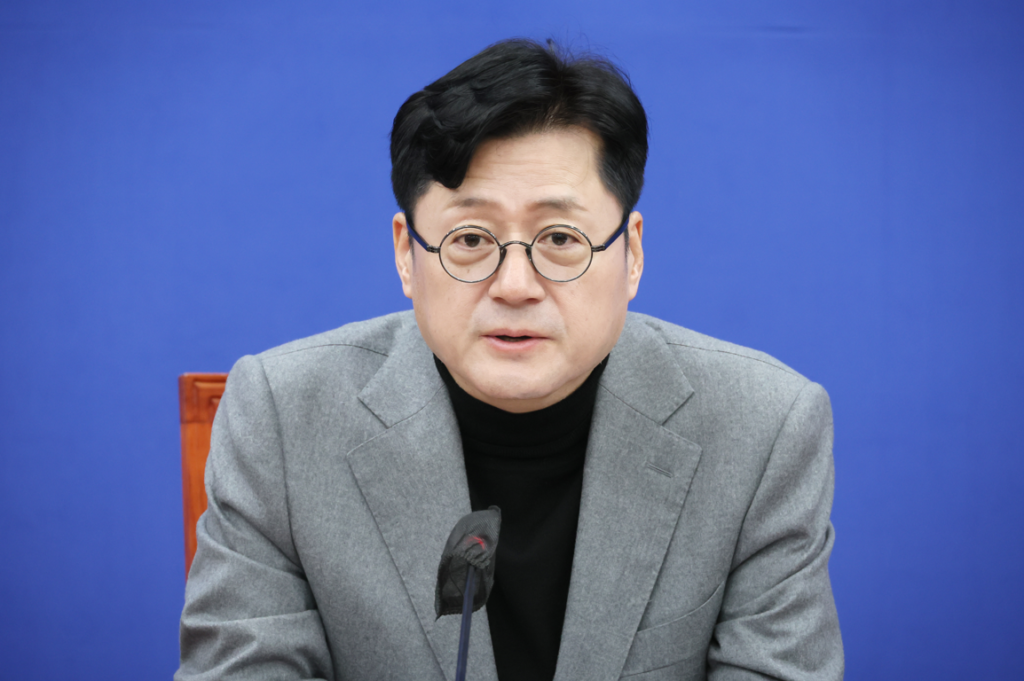 더불어민주당 홍익표 원내대표가 18일 오전 국회에서 열린 정책조정회의에서 발언하고 있다. (사진=연합뉴스)
