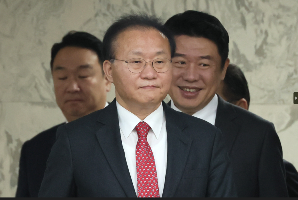 국민의힘 윤재옥 원내대표가 23일 오전 국회에서 열린 원내대책회의에 참석하고 있다. (사진=연합뉴스)