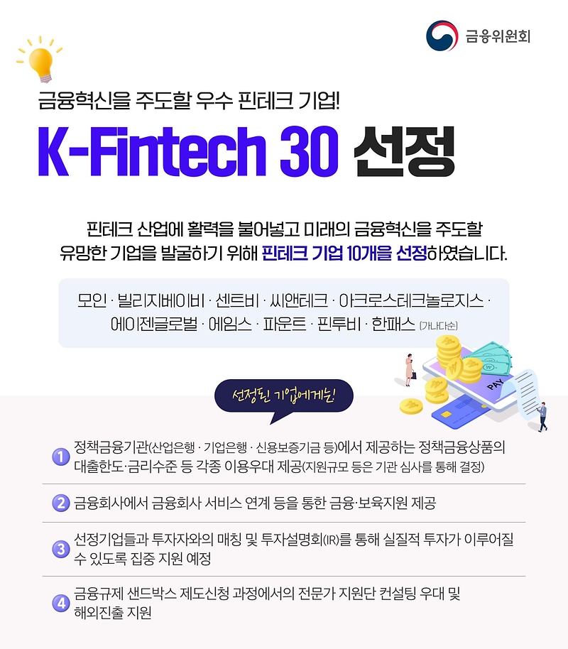 금융위원회와 한국핀테크지원센터가 'K-Fintech 30'의 2차 모집을 시작한다고 밝혔다. (사진=금융위원회)